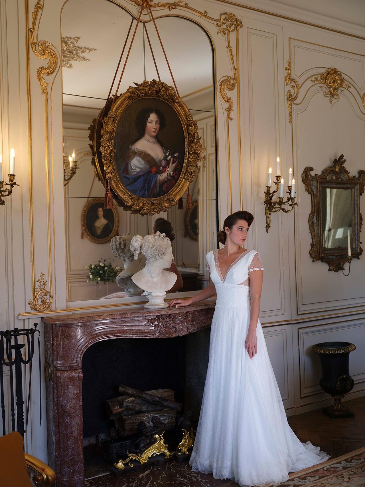 vestido novia corte a cuello v