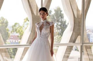 vestido de novia corte princesa con escote corazón