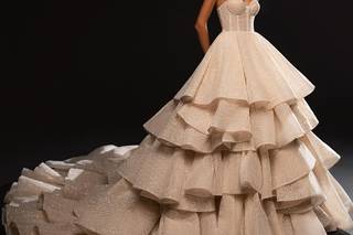 vestido de novia corte princesa con holanes