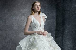 vestido de novia corte princesa con holanes