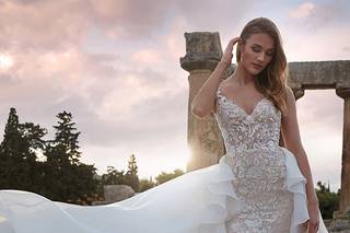 vestido de novia corte sirena con holanes