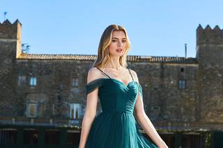 vestido de fiesta elegante verde