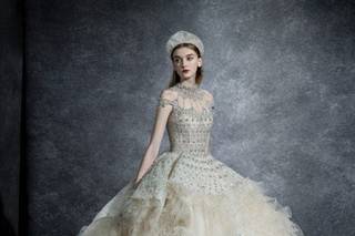 vestido de novia corte princesa con holanes