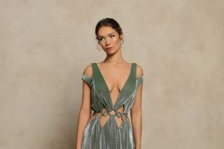 vestido de fiesta verde elegante