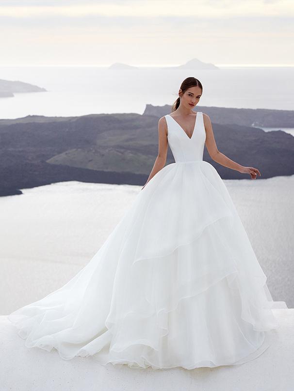 vestido de novia corte princesa con holanes