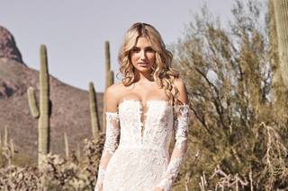 vestido de novia sirena con mangas extraíbles y escote strapless corazón