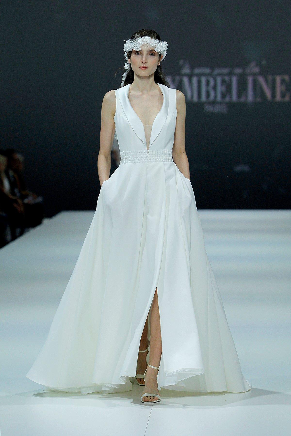 vestido de novia con cuello camisero