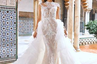 vestido de novia corte sirena con holanes