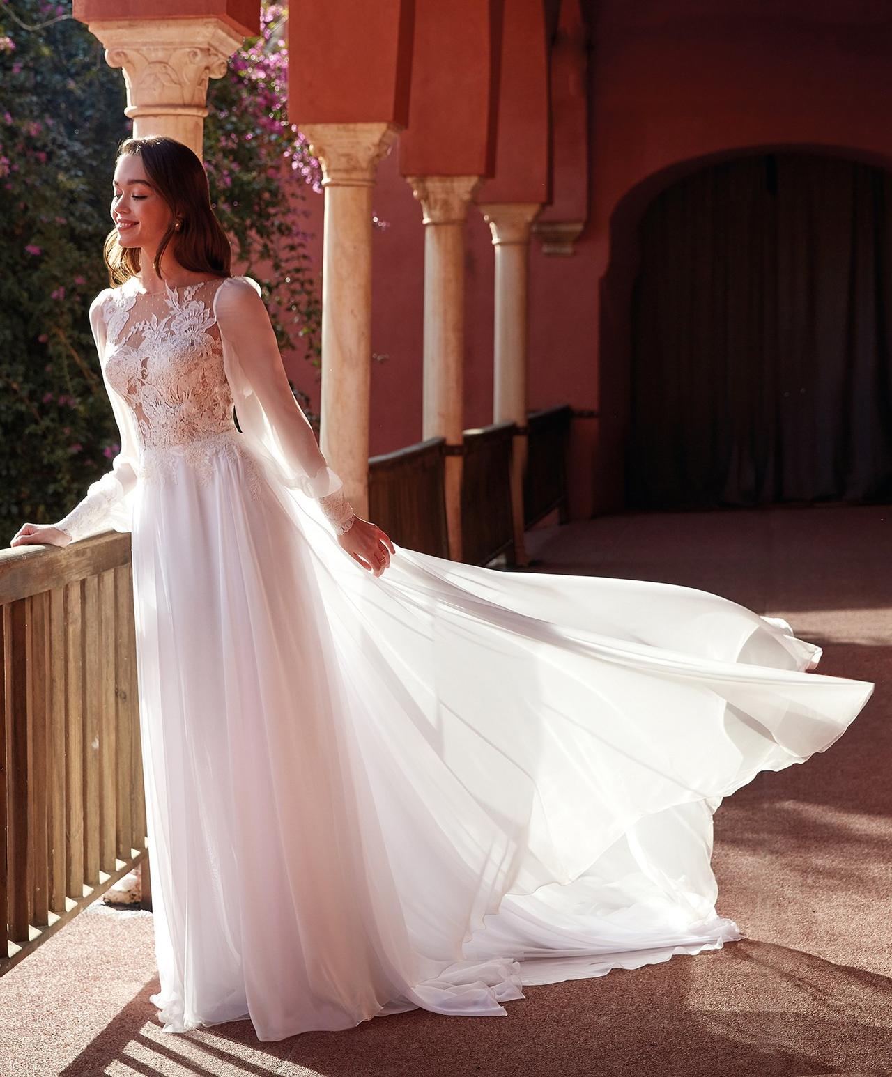 vestidos de novia corte imperio manga larga