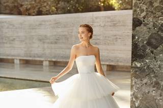 vestido de novia corte princesa con holanes