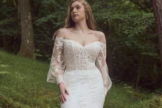 vestidos de novia con corset y manga larga