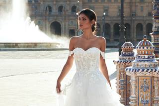 vestido de novia corte princesa con holanes