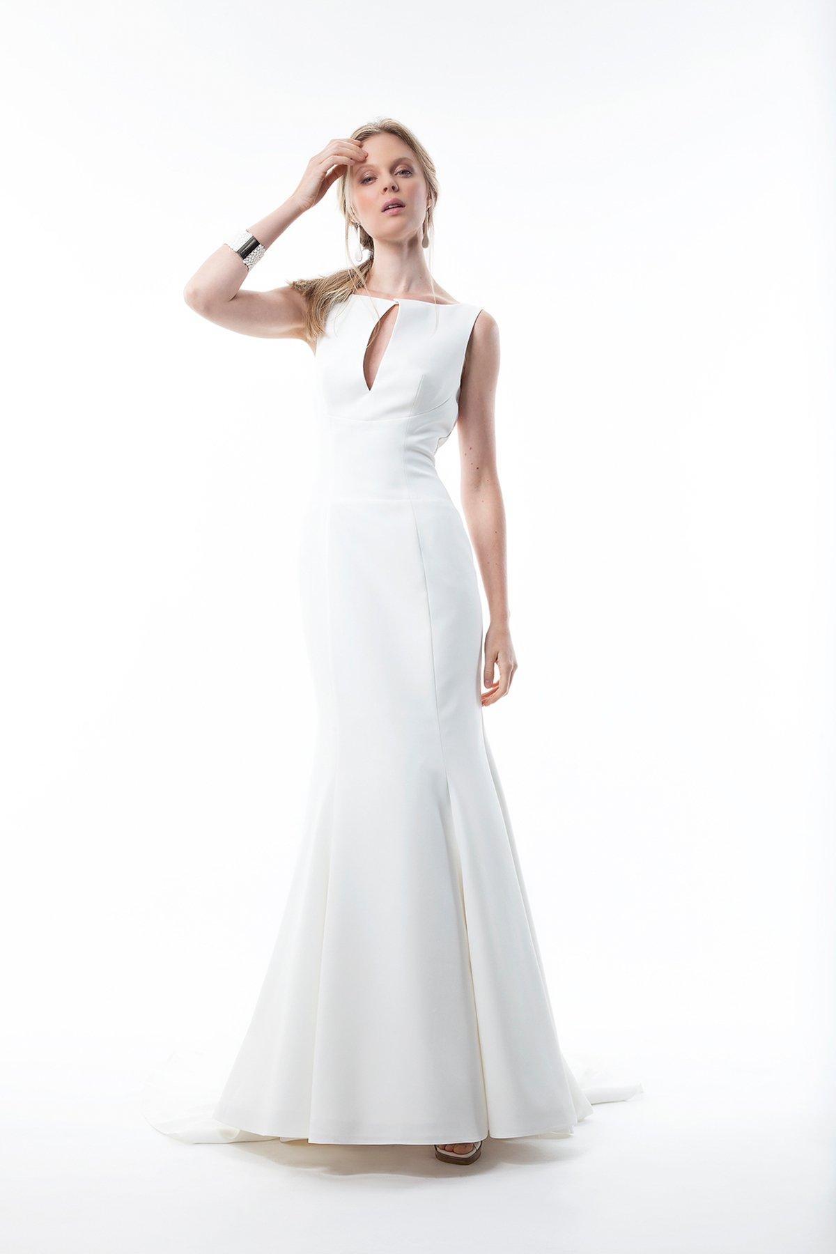 vestido novia escote barco ojal