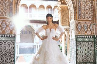 vestido de novia corte princesa con holanes