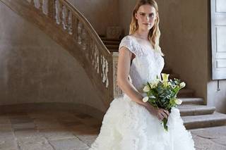 vestido de novia corte princesa con holanes