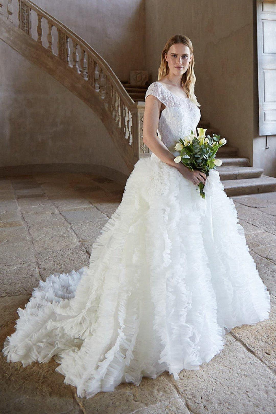 vestido de novia corte princesa con holanes