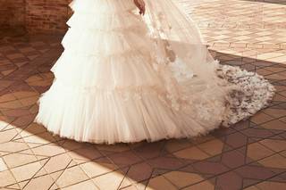 vestido de novia corte princesa con holanes