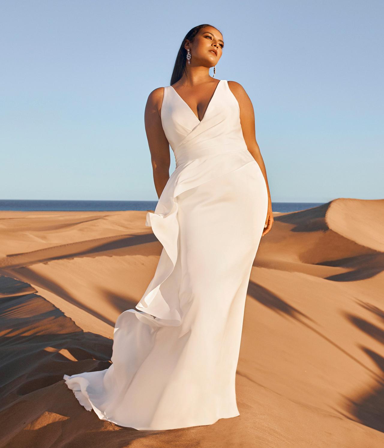 vestido de novia corte sirena con holanes