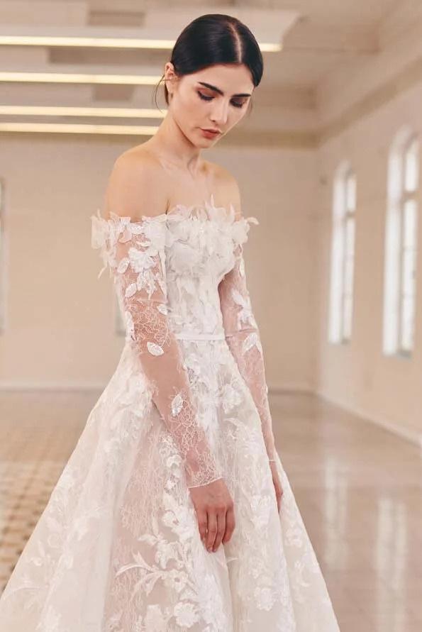 vestidos de novia corte princesa con manga