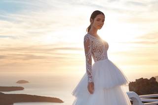 vestido de novia corte princesa con holanes