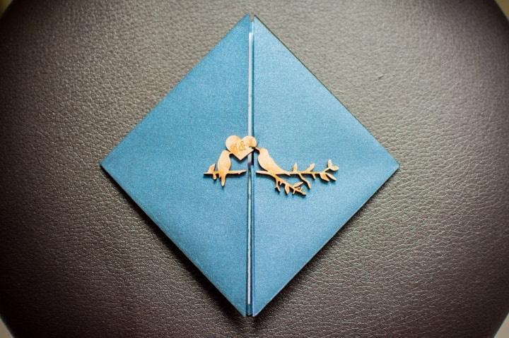 invitación de boda estilo origami