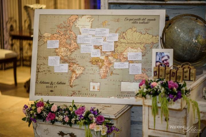 seating plan para boda temático de viaje