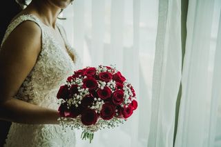 ramos de novia rojo y blanco