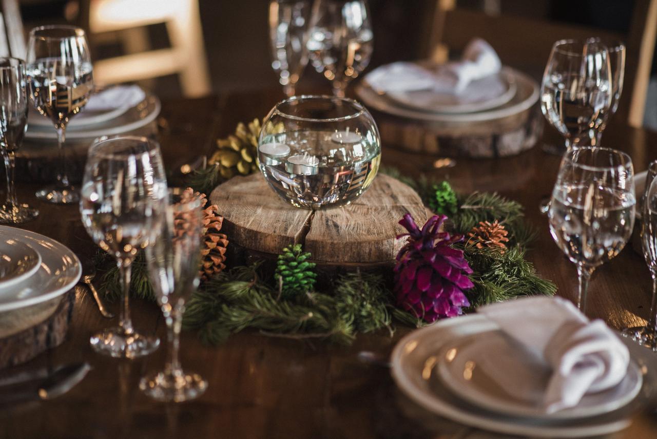 arreglos de mesa para boda navideños