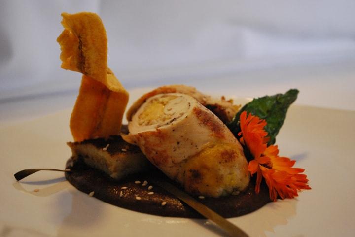 Rollo de pollo con mole