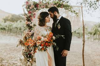 ramo de novia alargado para boda boho