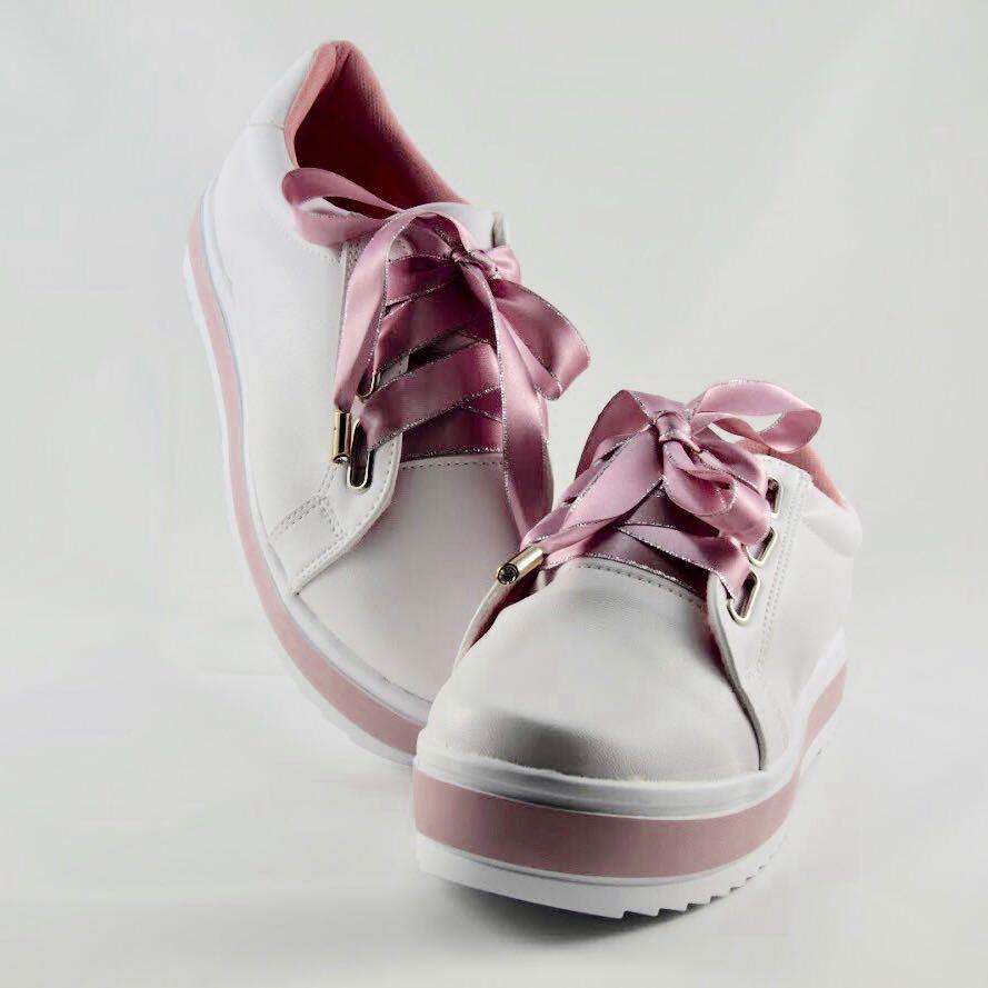 Tenis para novia blancos y rosa