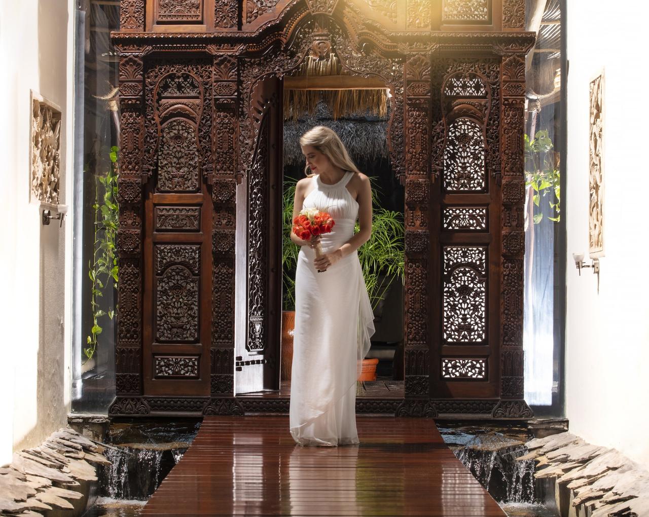 Vestido de novia civil largo