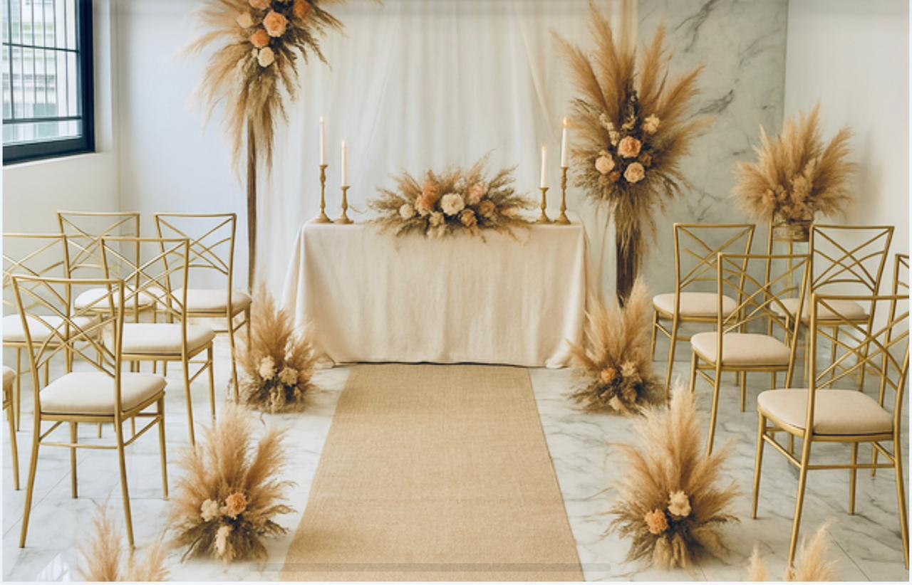 Altar para boda en color beige en salón Bradell en Cuautitlán Izcalli
