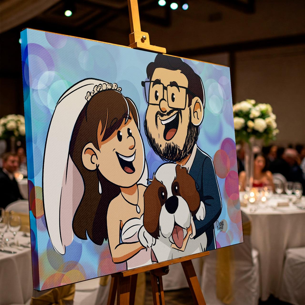 pintura de novios en la boda