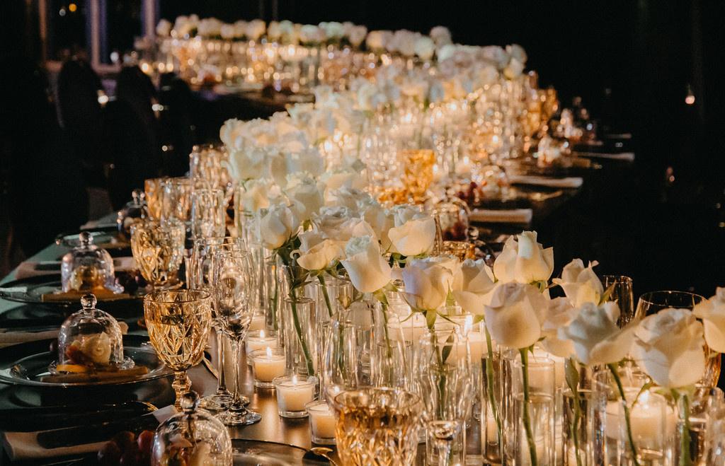centros de mesa de cristal con velas