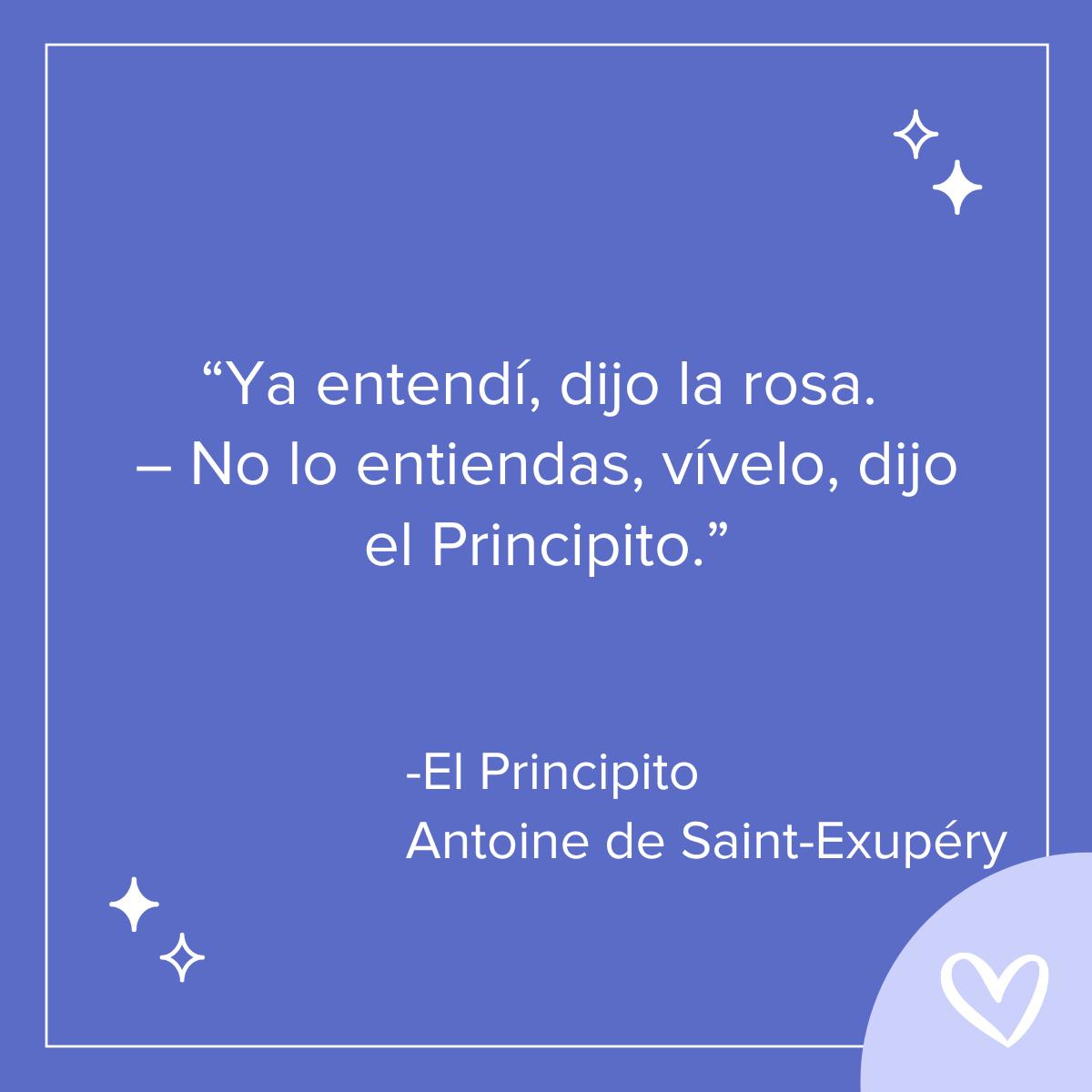 frases de amor del principito, ya entendí, dijo la rosa. No lo entiendas, vívelo, dijo el Principito.