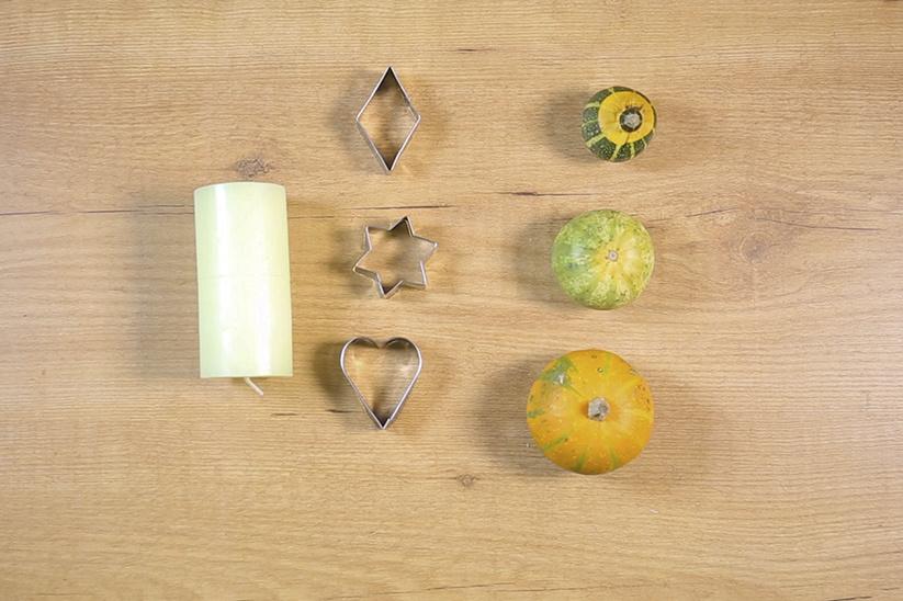 materiales vela cortadores de galletas y calabazas