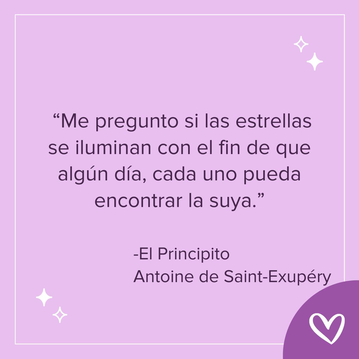 frases del principito y el zorro. Me pregunto si las estrellas se iluminan con el fin de que algún día, cada uno pueda encontrar la suya.