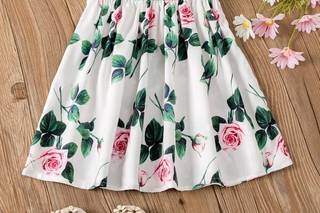 vestido de fiesta para niña verde con falda blanca y flores