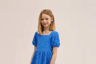 vestido de fiesta para niña color azul con mangas