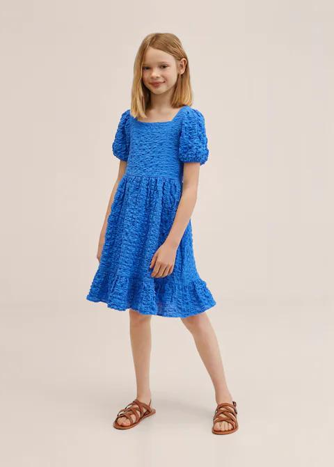 vestido de fiesta para niña color azul con mangas