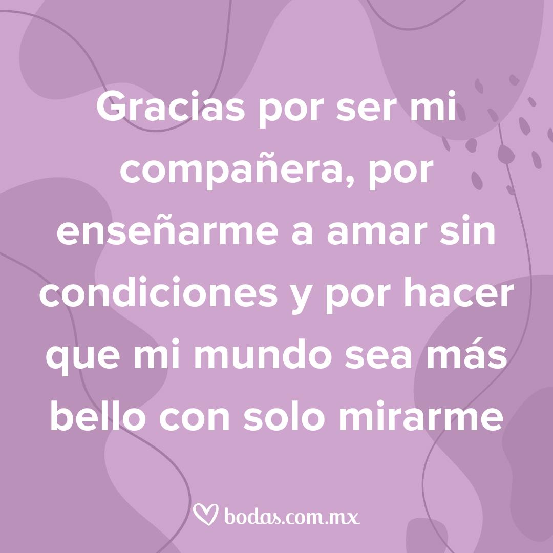 Mensajes largos para mi novia. Gracias por ser mi compañera, por enseñarme a amar sin condiciones y por hacer que mi mundo sea más bello con solo mirarme