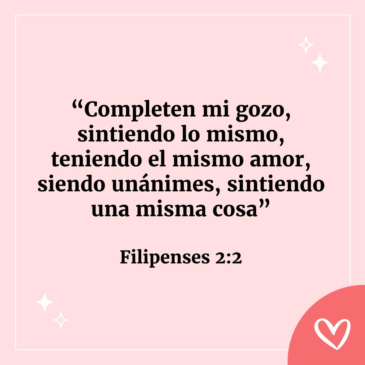 Versículos de la biblia de amor de pareja: filipenses 2:2
