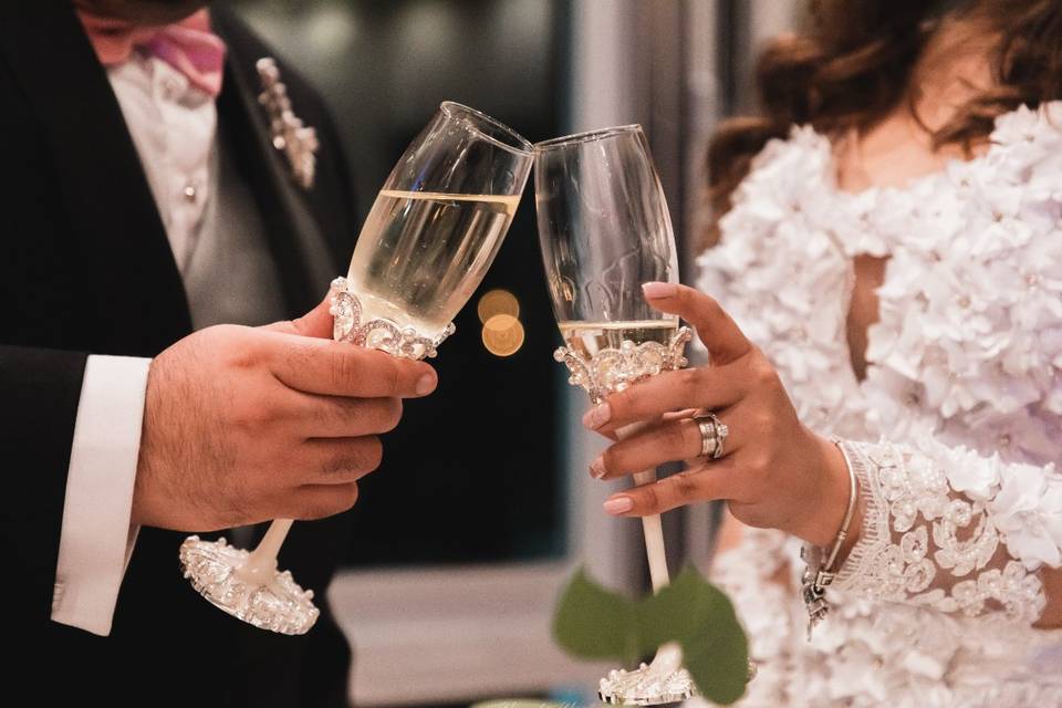 copas para brindis de boda con pedrería