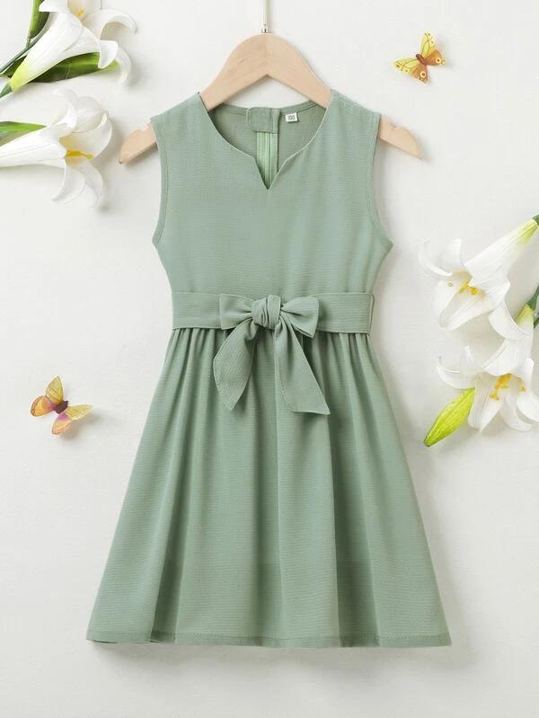 vestido de fiesta para niña verde elegante
