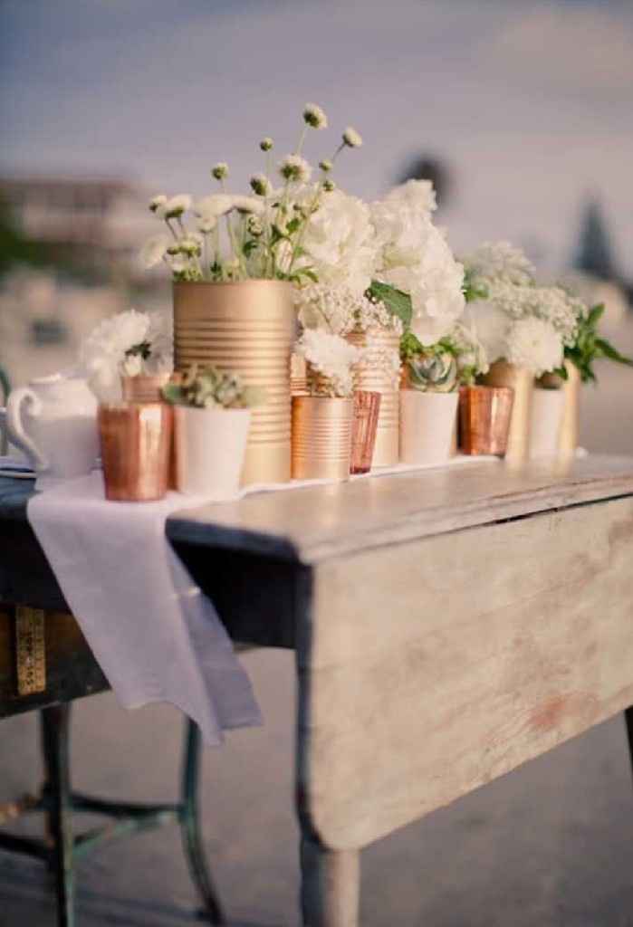 Centros de mesa con botes de aluminio - 2