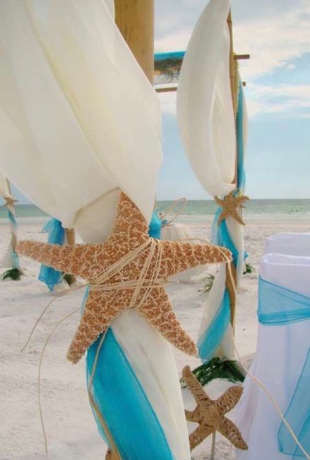 Boda en la playa, decoración con estrellas de mar. 16