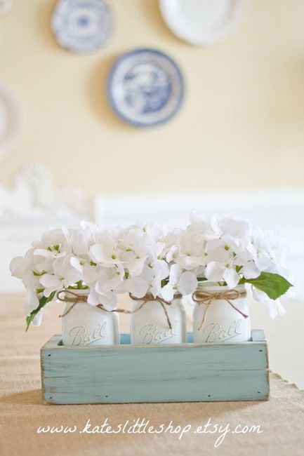 Centros de mesa con tarros Mason Jars 5