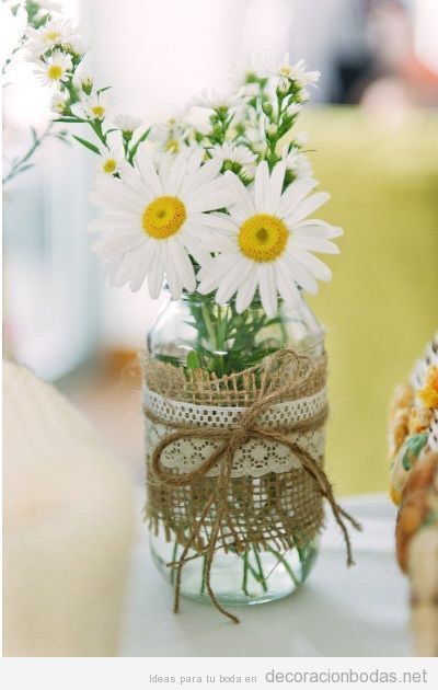 Centros de mesa con tarros Mason Jars 8