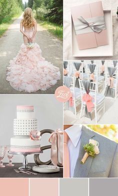 Combinación para boda. Gris - Rosa 10